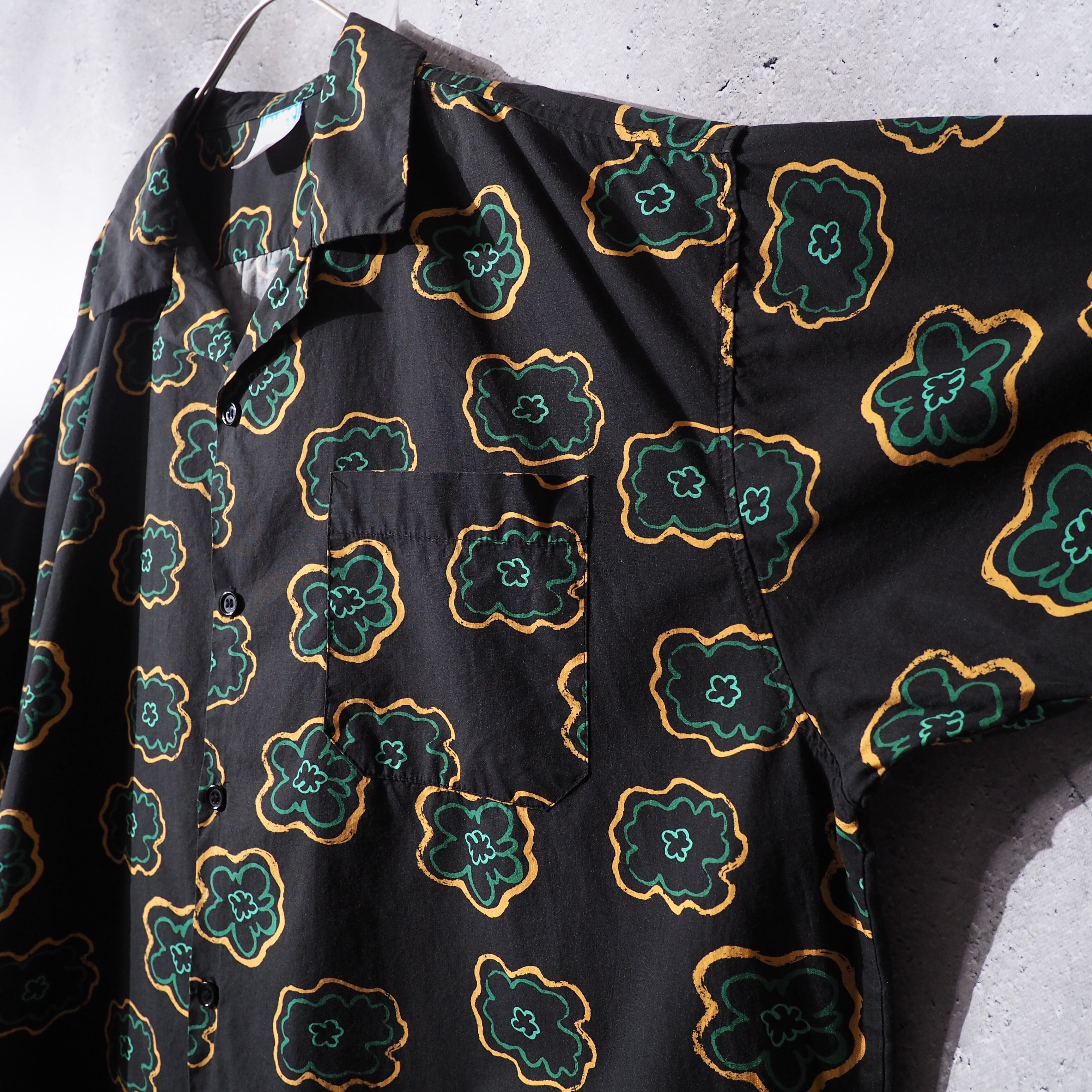 Unikko Flower Pattern Design Over silhouette Open collar shirt