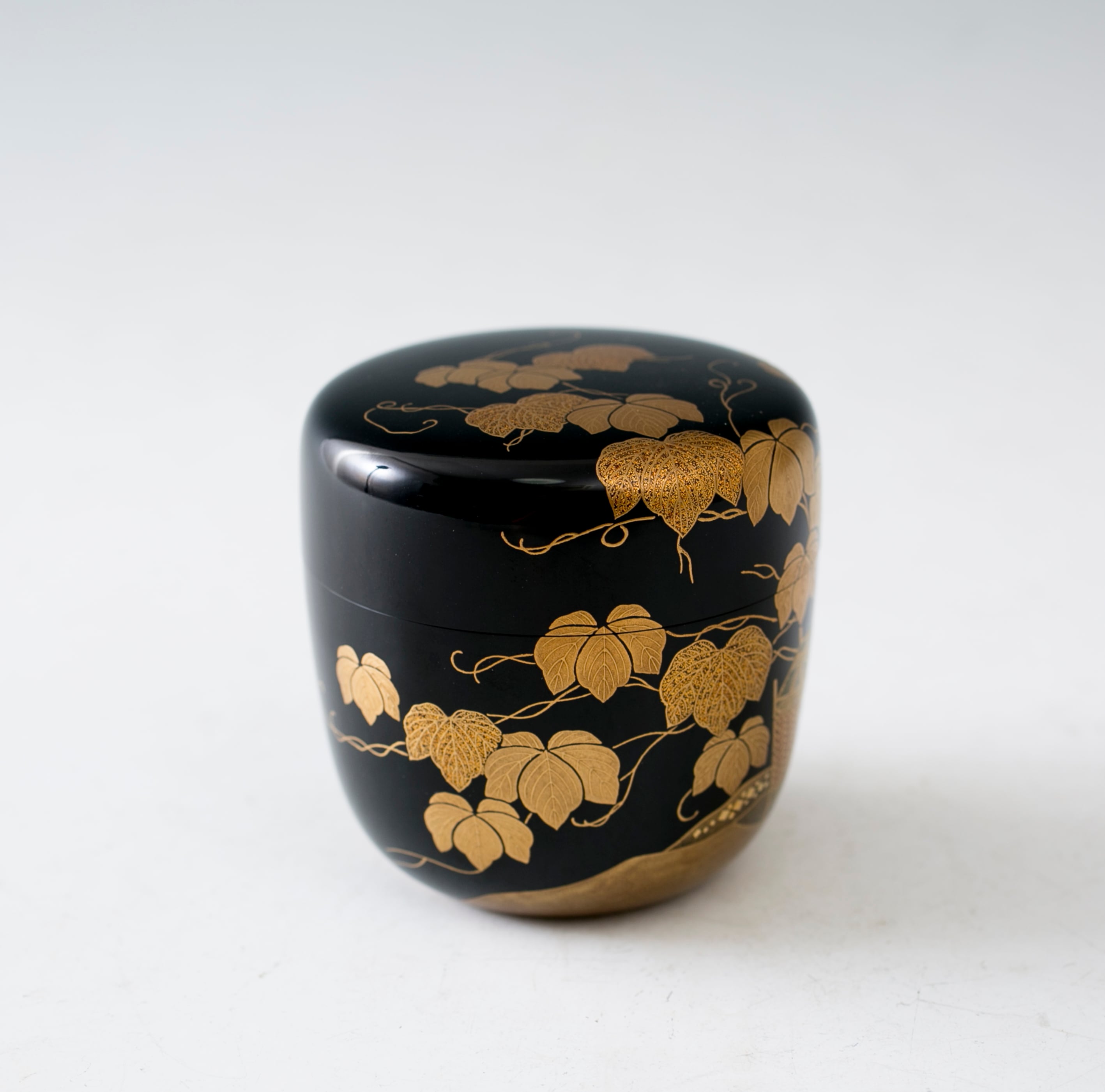 棗 内銀留蔦蒔絵 堀川蒼雲 堀内宗完 花押 書付 利休棗 加賀蒔絵 黒塗 