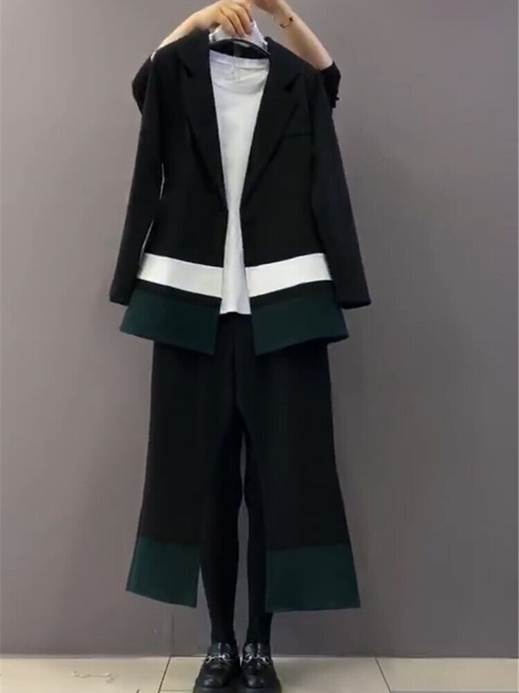 スプリングスタイルルーズカラージャケット ストレッチウェスト エラスティック 伸縮 大きめサイズ 春物 ミックスインファッション76389434531