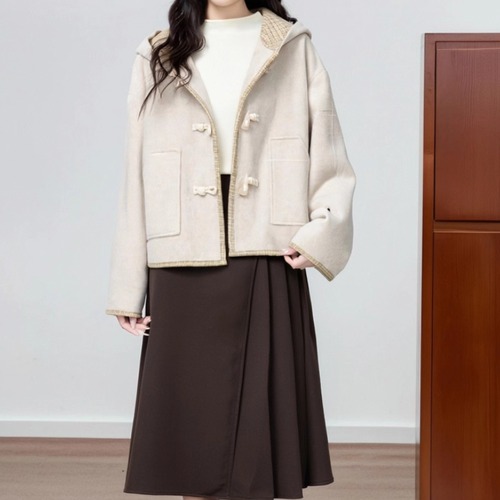 トグルボタンミディアム丈コート ・9441