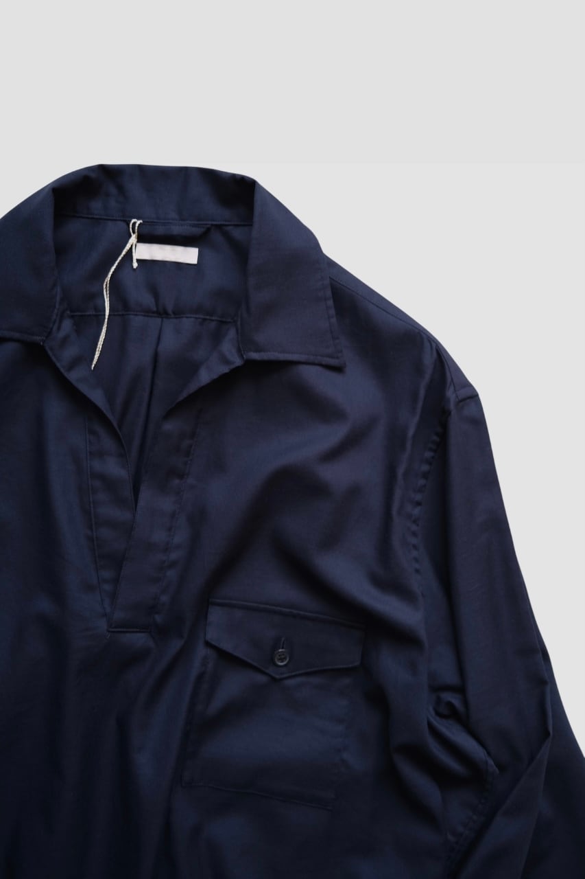 ULTERIOR “ SILKY SOFT TWILL SKIPPER SHIRT NAVY” | Lapel online store