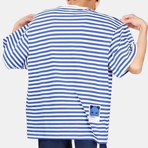 送料無料【HIPANDA ハイパンダ】メンズ マリン ボーダー ビッグシルエット Tシャツ MEN'S MARINE BORDER BIG SILHOUETTE SHORT SLEEVED T-SHIRT / WHITE × BLUE