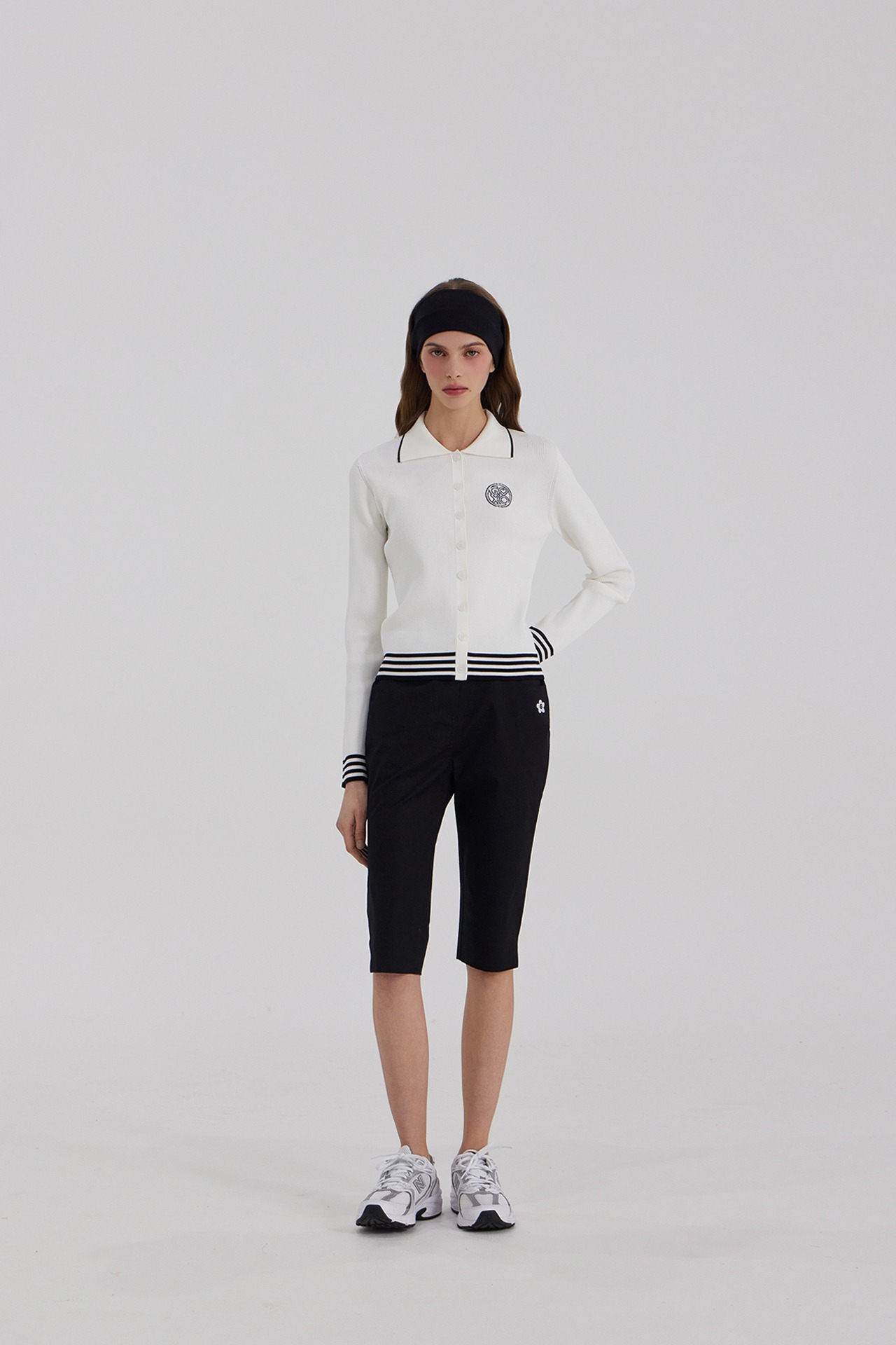 GOXO ゴーエックスオー クラシックロゴ ニット カーディガン ホワイト