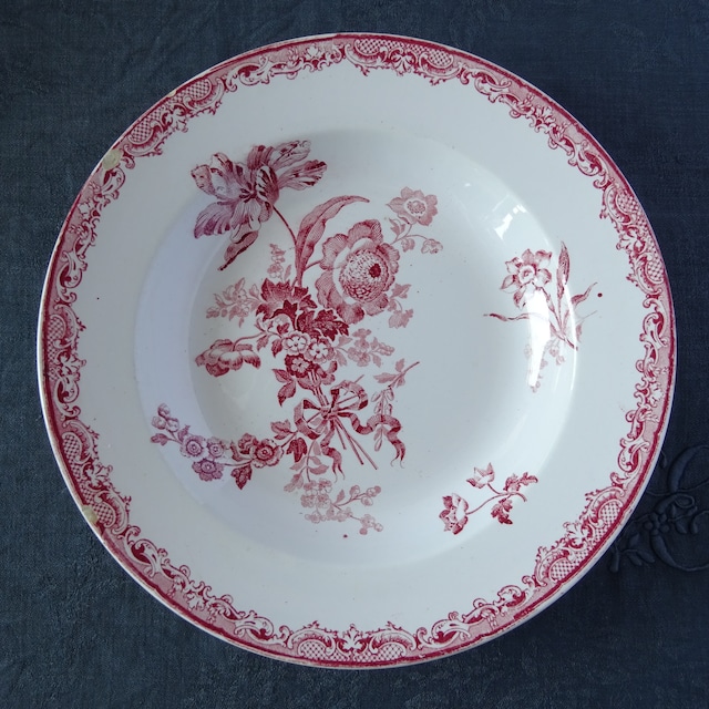 【金継ぎ用】Sarreguemines＊modèle《FONTANGES》assiette creuse pour Kintsugi (E)