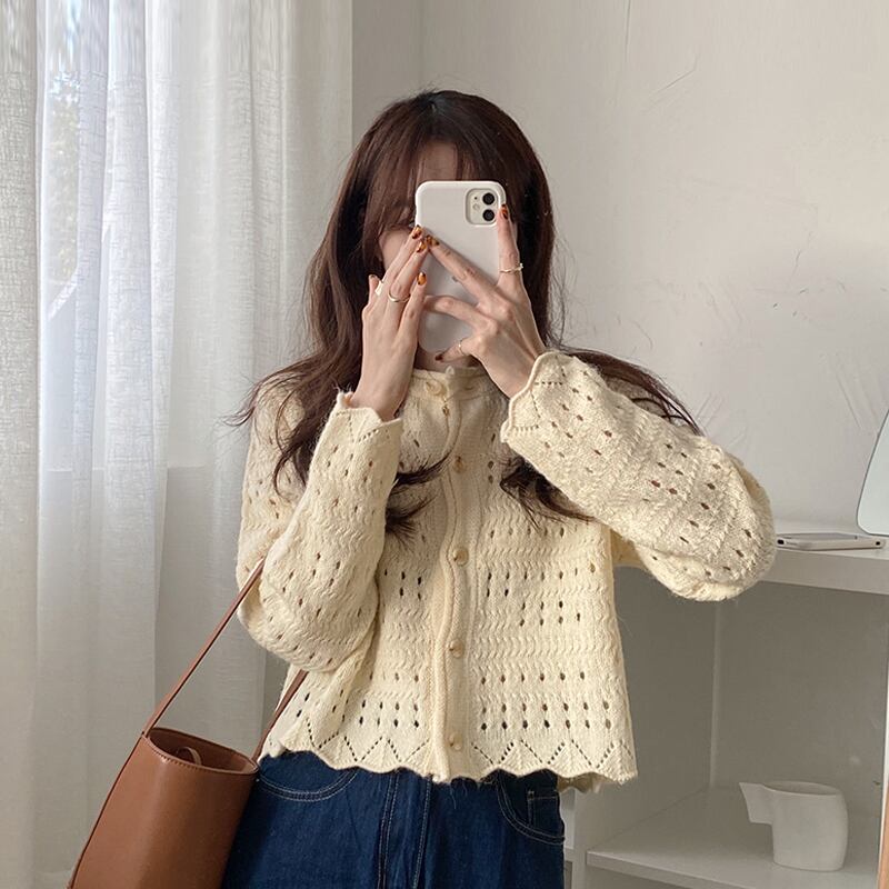 セーター スプリングルーズショートカーディガントップス ロング 春物 スーパーモール63991638180