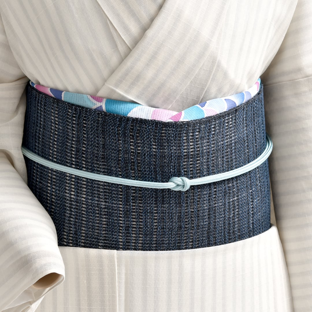 名古屋帯](夏)本麻 秦荘 謹製 八寸帯 捩り織 麻 日本製(商品番号:22318