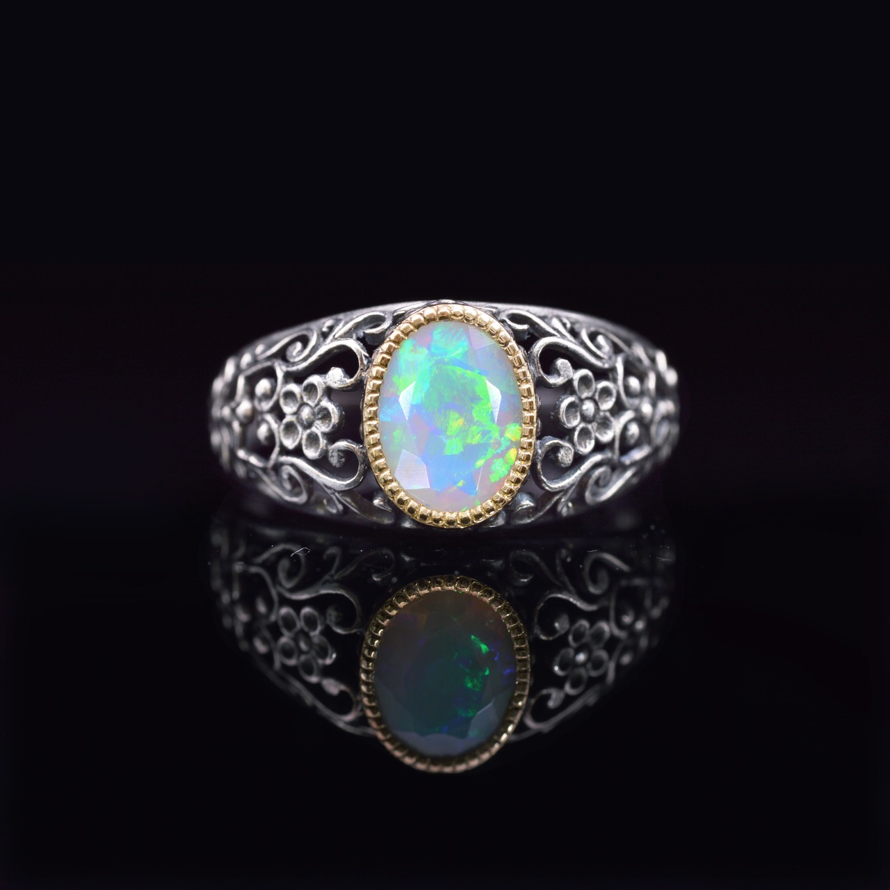 Alice|アリス リング (K18 & SV925) オパール