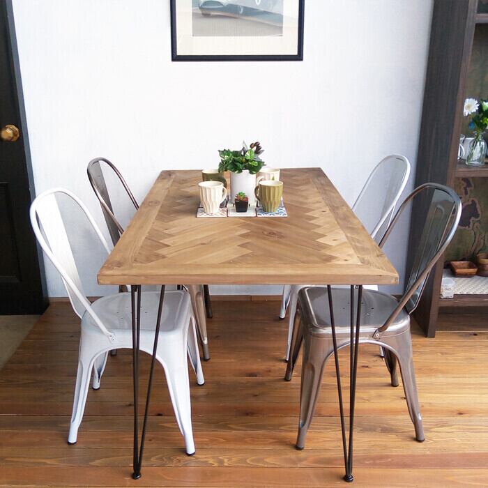 OLD FIR WOOD × BALCK STEEL DINING TABLE / モミ古材 × ブラック 