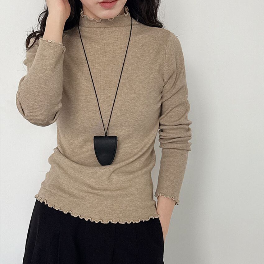 mellow frill high-neck knit　J00252