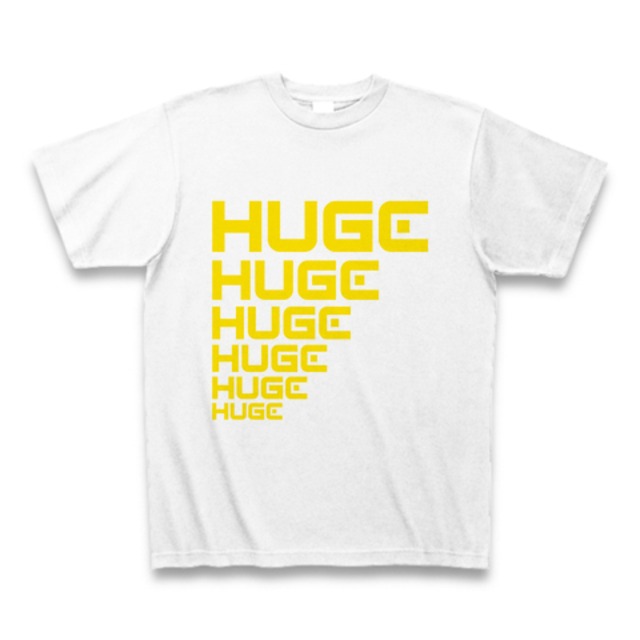 MR.HUGE LINE HUGE ROGO（ライン HUGE ロゴ）PRINTED Tシャツ　ホワイト×イエロー