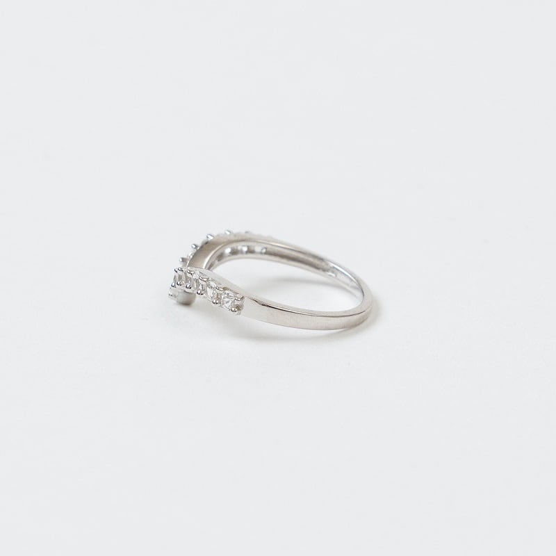 cana'】Luna ルーナ｜ホワイトトパーズ Vライン リング 天然石