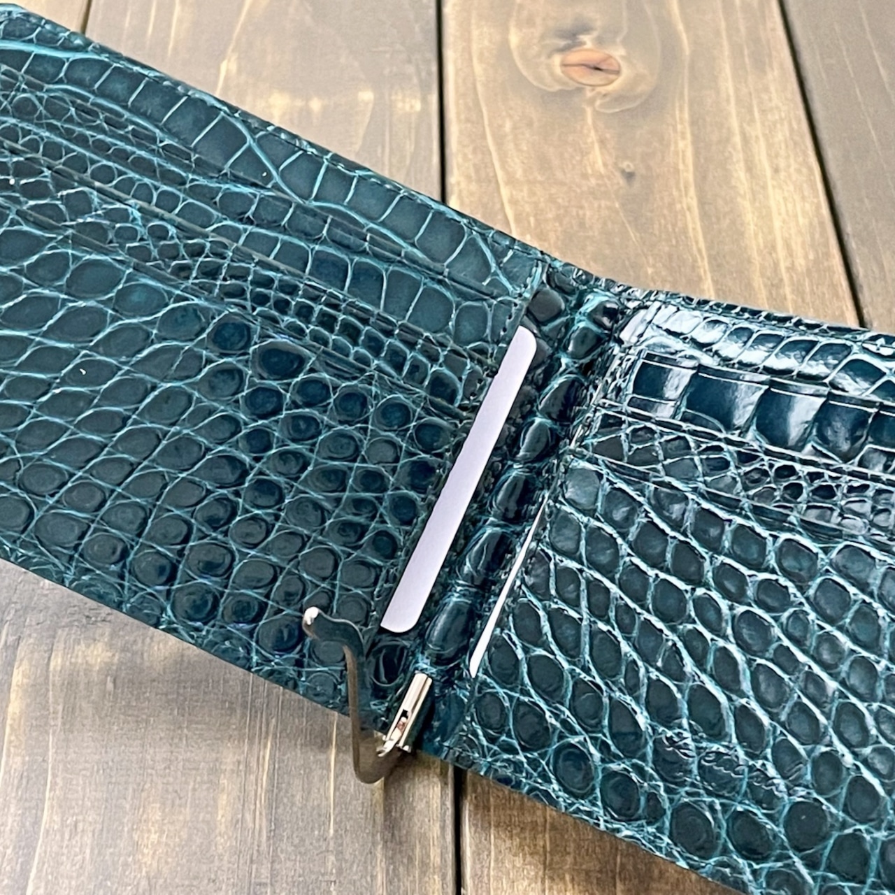 アリゲーター 無双 マネークリップ ブルー グリーン