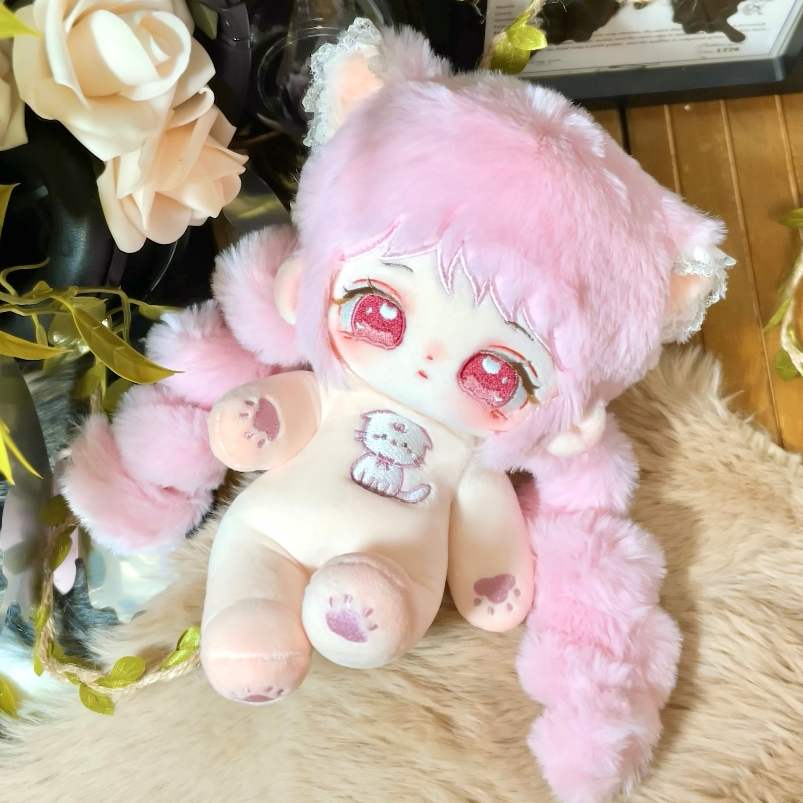 ✿JPGO一次入金✿Meow 20cm骨あり スケルトン刺繍無属性ぬいぐるみ