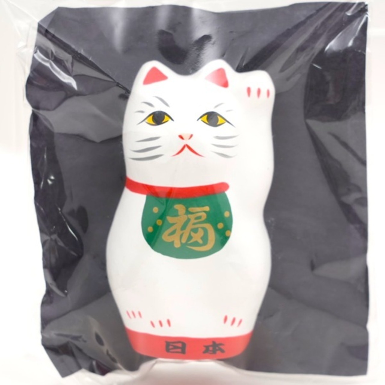 ビックサイズ張り子マグネット　招き猫 白