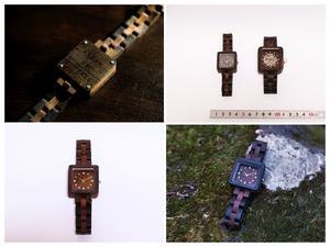 【わたらせ木工店】黒檀製　木製腕時計　”クオーツモデル”