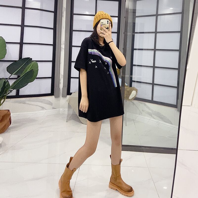 ファットmmプラスサイズの半袖tシャツの女性の夏と秋の新しいスタイル200ポンド脂肪姉妹tシャツカバー腹底シャツ半袖トップ ミックスインファッション57071039574