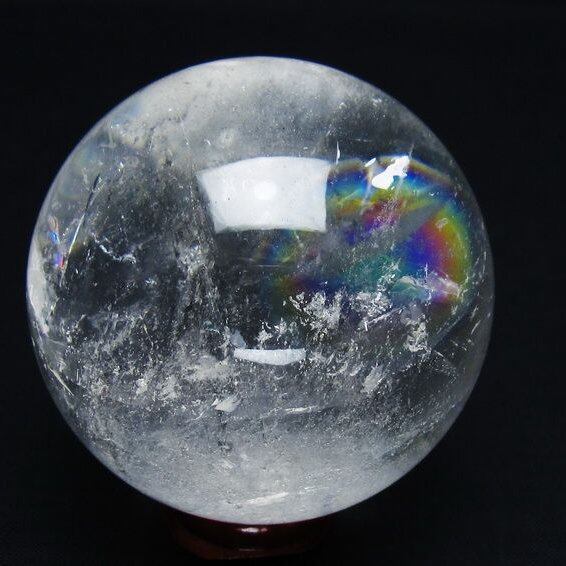 水晶 丸玉 虹入り 59mm スフィア 置物 水晶玉 一点物 151-8799
