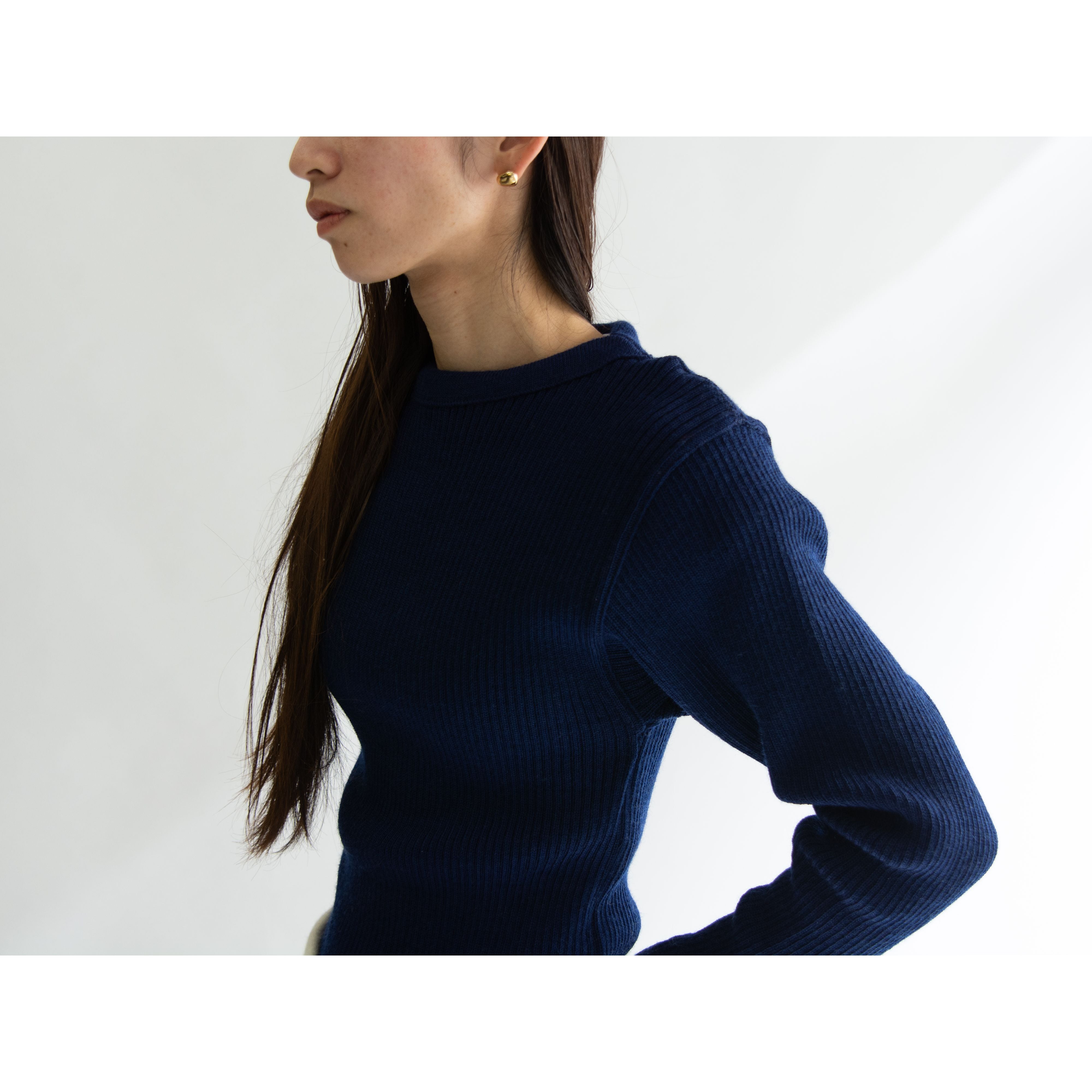 【Dead stock】French Navy 100% wool rib knit pullover（フランス海軍 ウールリブニットプルオーバー セーター）11a