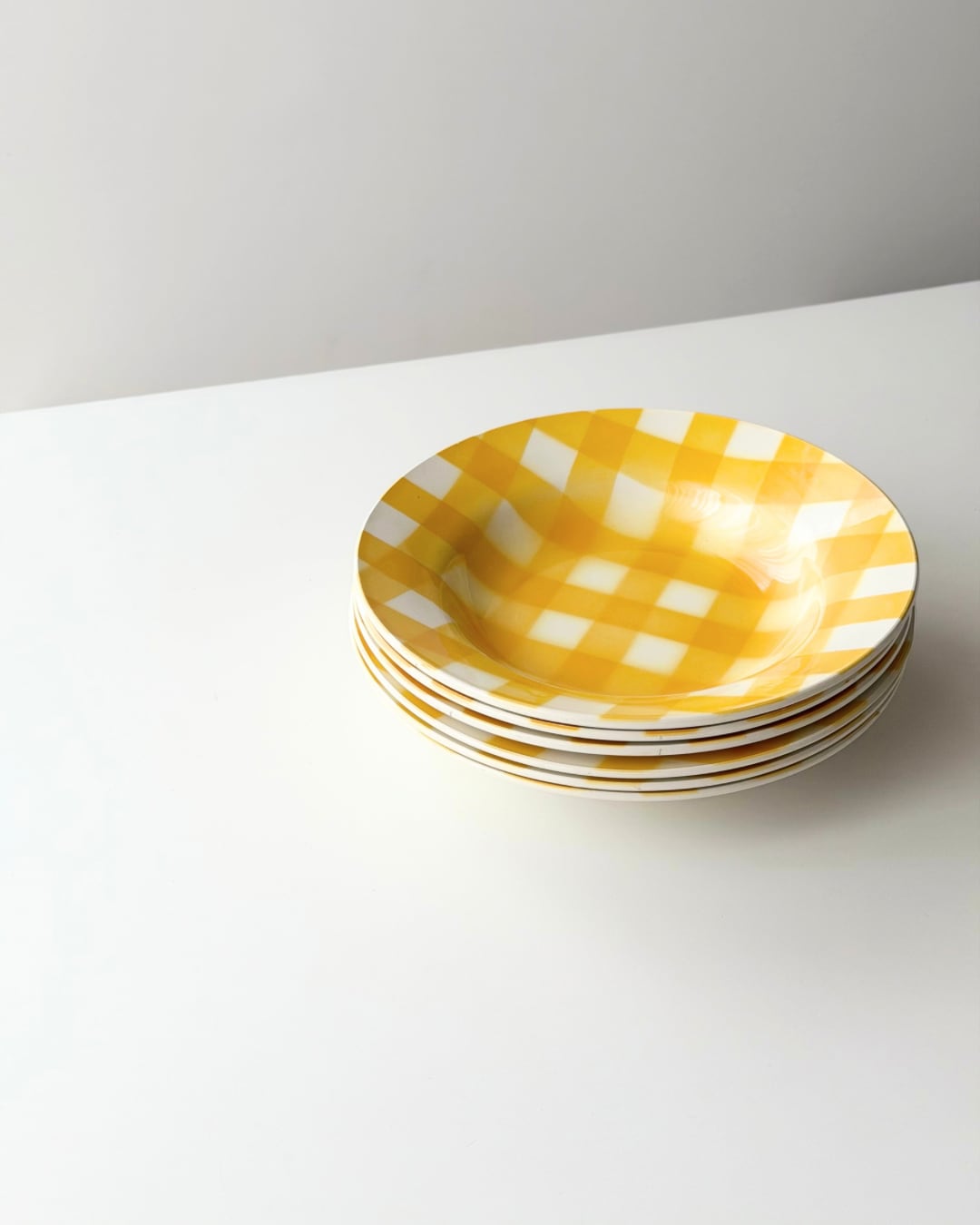 Sarreguemines サルグミンヌ / “ECOSSAIS” yellow チェック柄プレート a