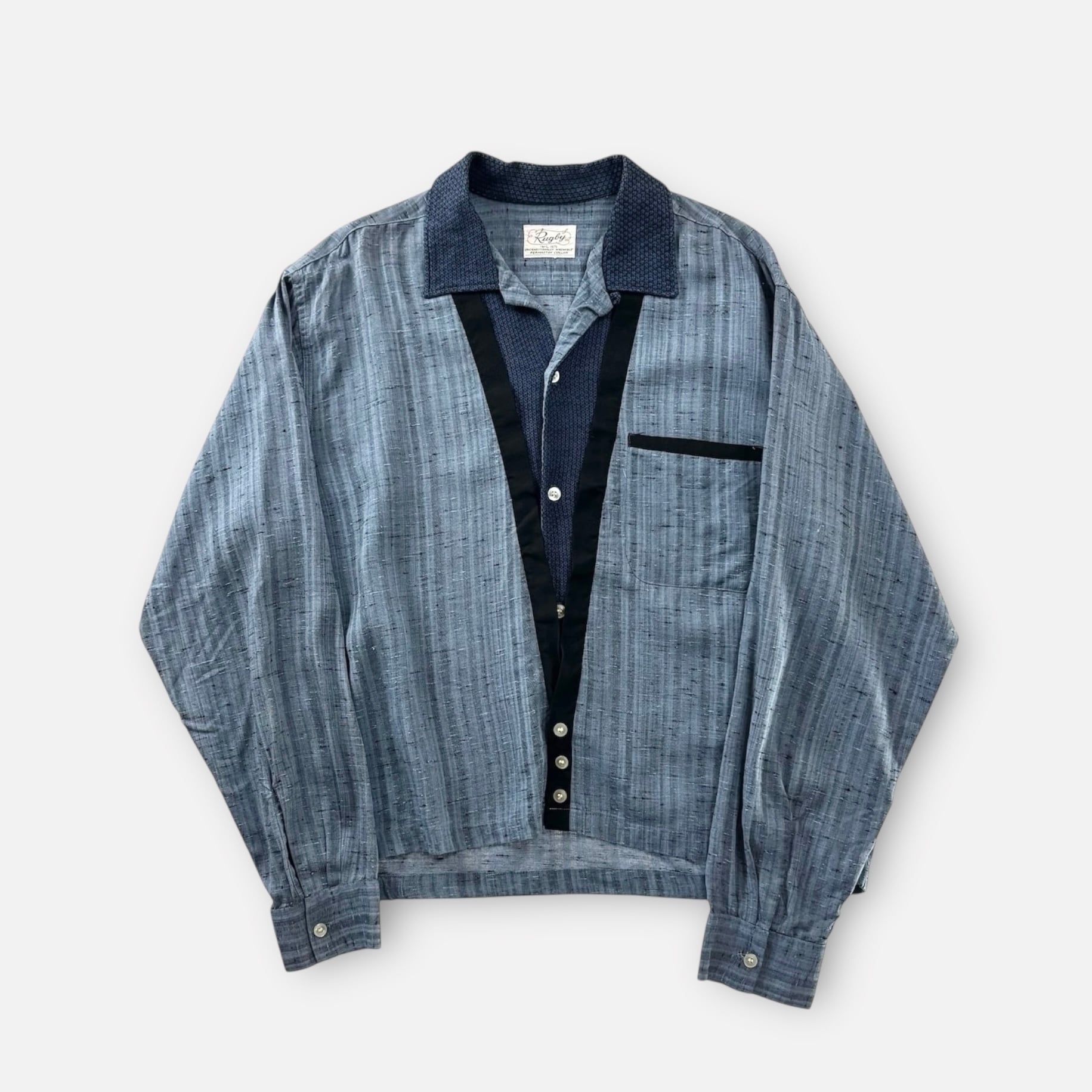 60s ウール シャツ ヴィンテージ オープンカラー 検 50s レーヨン 1960's Vintage Open Collar Wool Shirt / 60年代 ヴィンテージ