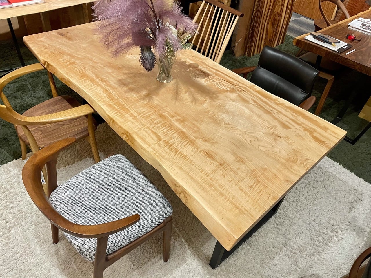 栃 トチ 一枚板 ダイニングテーブル テーブルリンナイガス下火式グリラー 