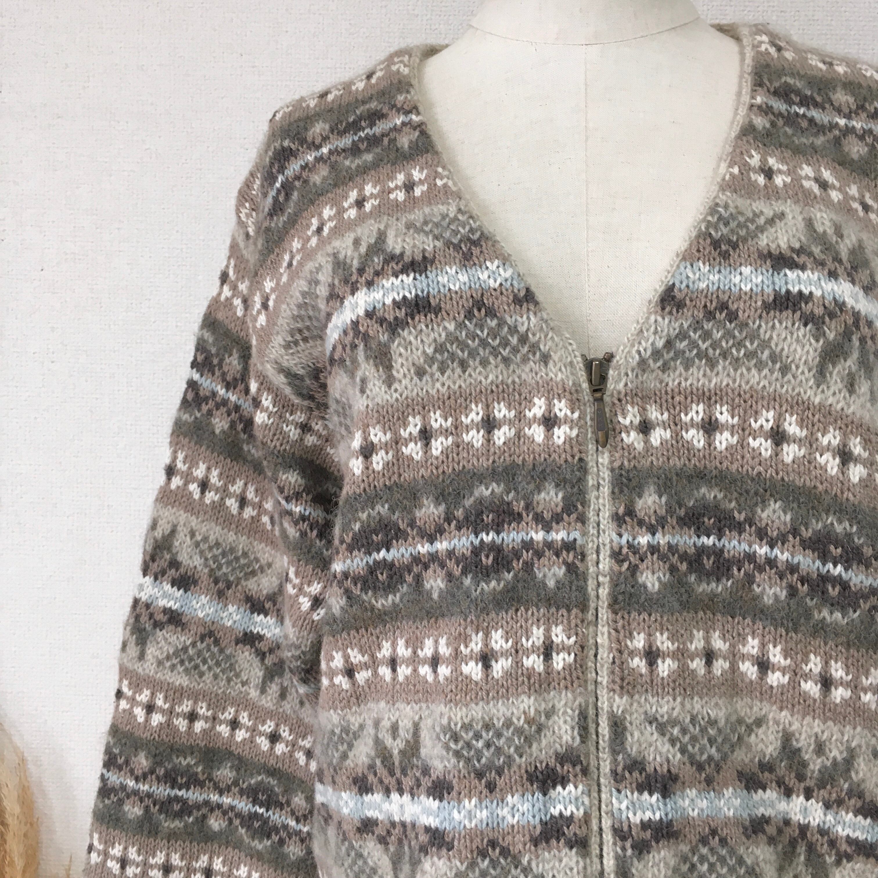 made in USA cropped nordic cardigan〈レトロ古着 アメリカ製