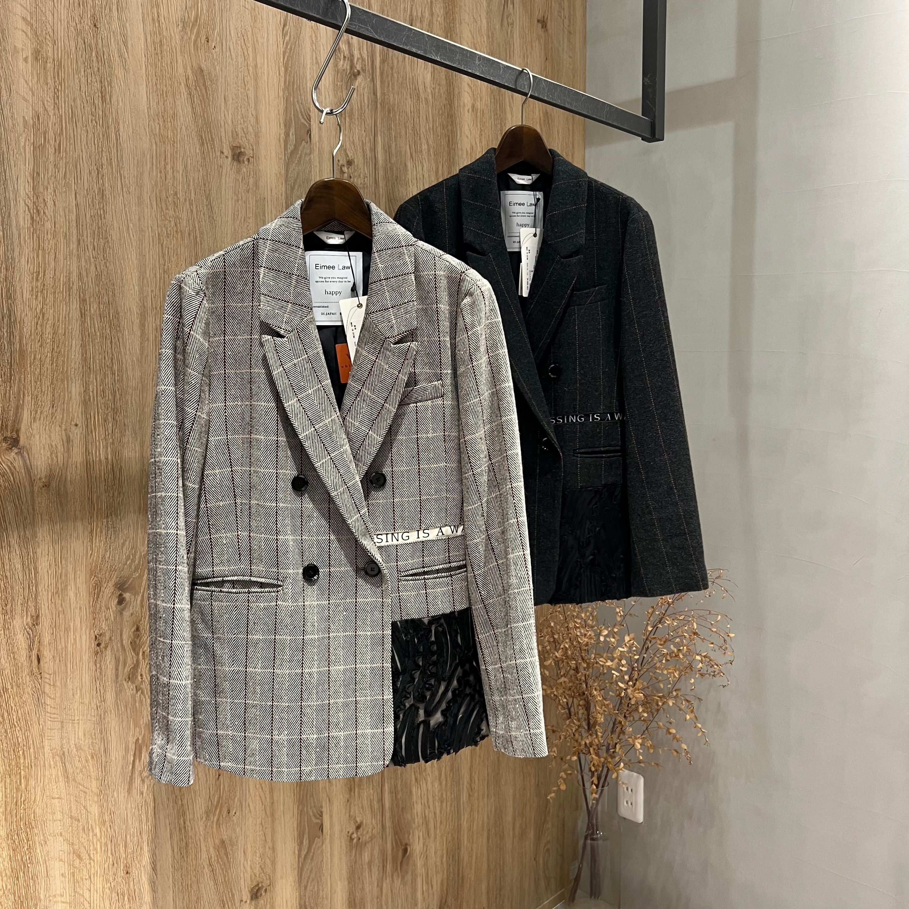 EimeeLaw 【2026AW】チェックツイードロゴテープジャケット(N