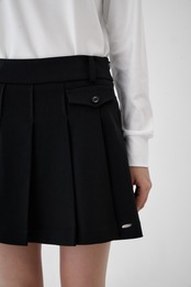 GOXO ゴーエックスオー ゴルフウェア メタルロゴフラッププリーツスカート ブラック