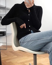 Polo collar knit Cardigan T20228