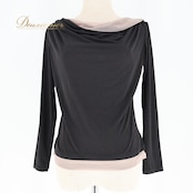 社交ダンス 衣装 トップス ブラウス ブラック系 チャコット Chacott 黒 茶 無地 シンプル 練習 レッスン 長袖 上品 パーティー イベント ステージ 柔らかい生地 伸縮 ストレッチ メッシュ生地 ダンス衣装