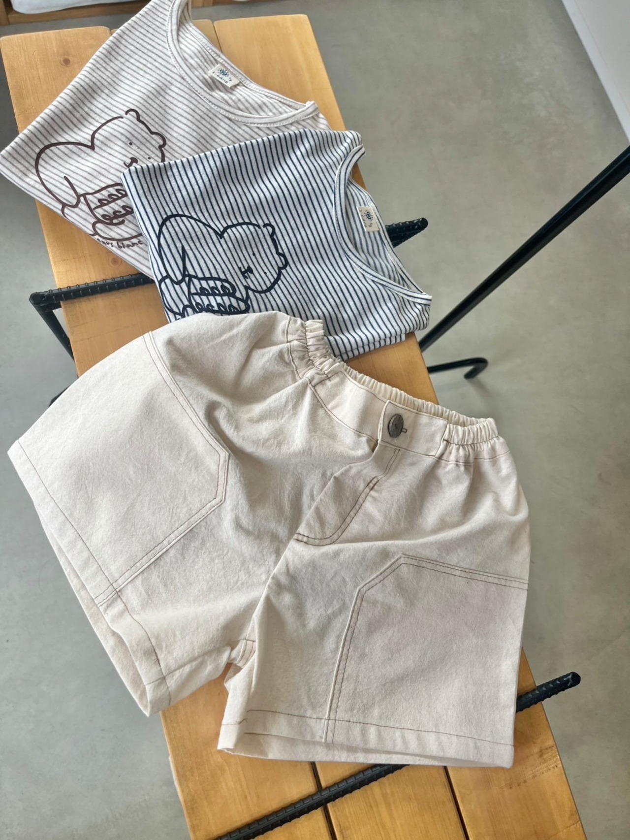 【I-bang】バゲットベア Tシャツ ベージュ 80~130cm - 9