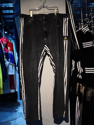"Original Re:make"ADIDAS III stripes pattern design denim pants