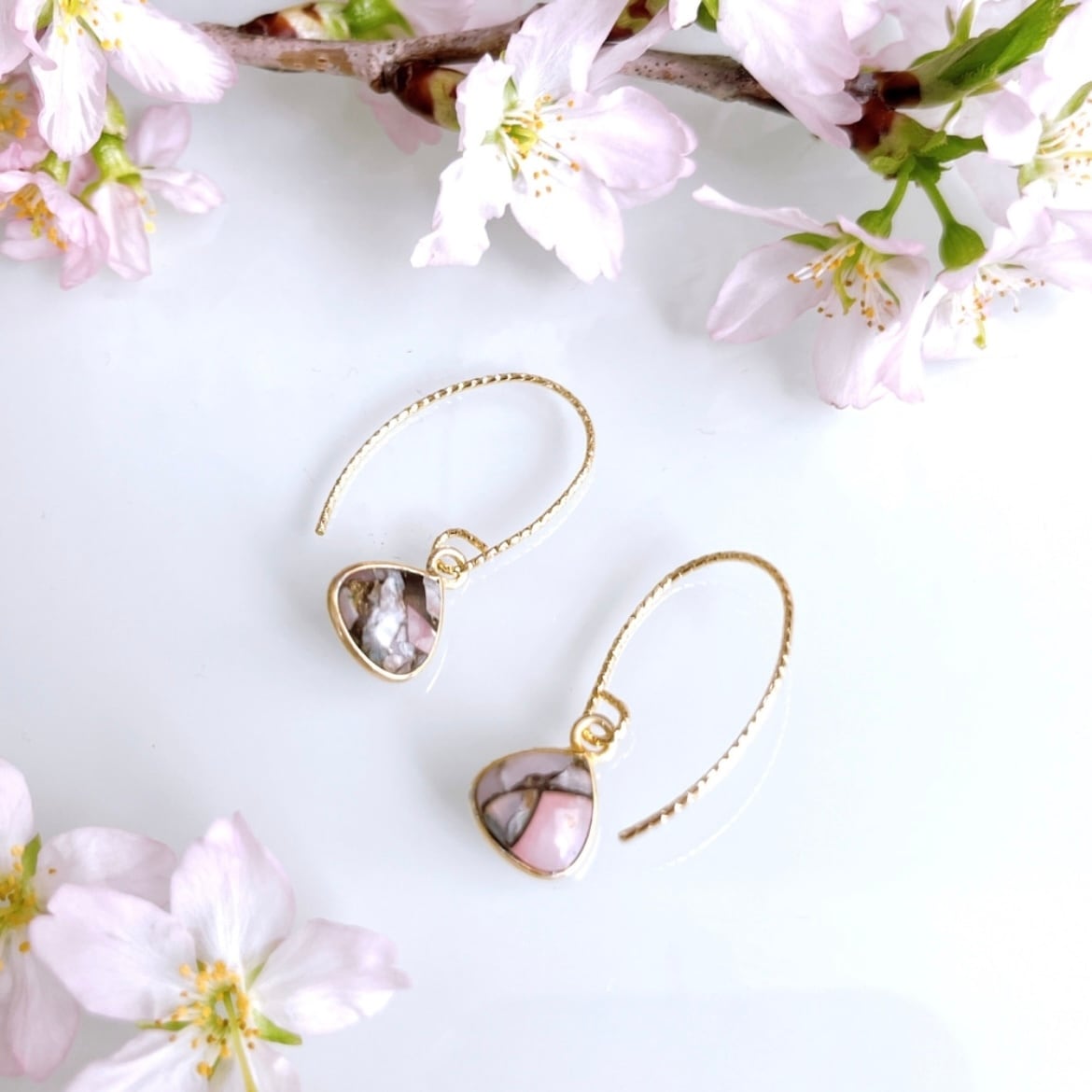 14kgf /ピンクオパールのピアス コッパーピンクオパール オパール