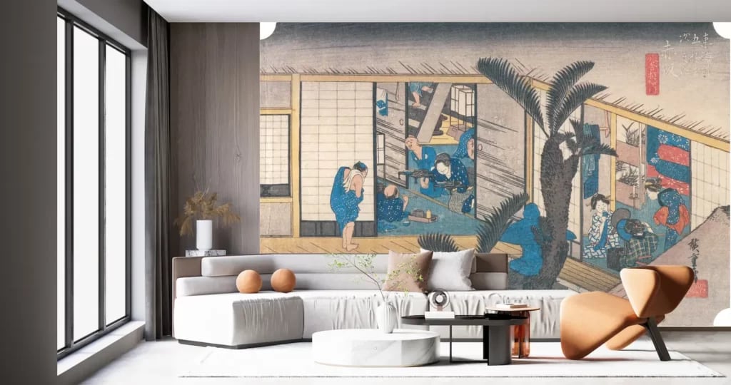 葛飾北斎 冨嶽三十六景 遠江山中 壁紙アート クロス 日本画 インテリア