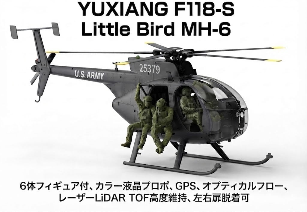 シルバーウィークSale!7%オフ◆F118‐S MH-6 Little Bird GPS BNF フィギュア6体付 日本語説明書付◆バッテリー2個&72色アクリルマーカ―プレゼント