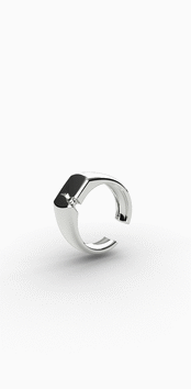Squircle Polished Grit Silver925 Ring / Ear cuff
