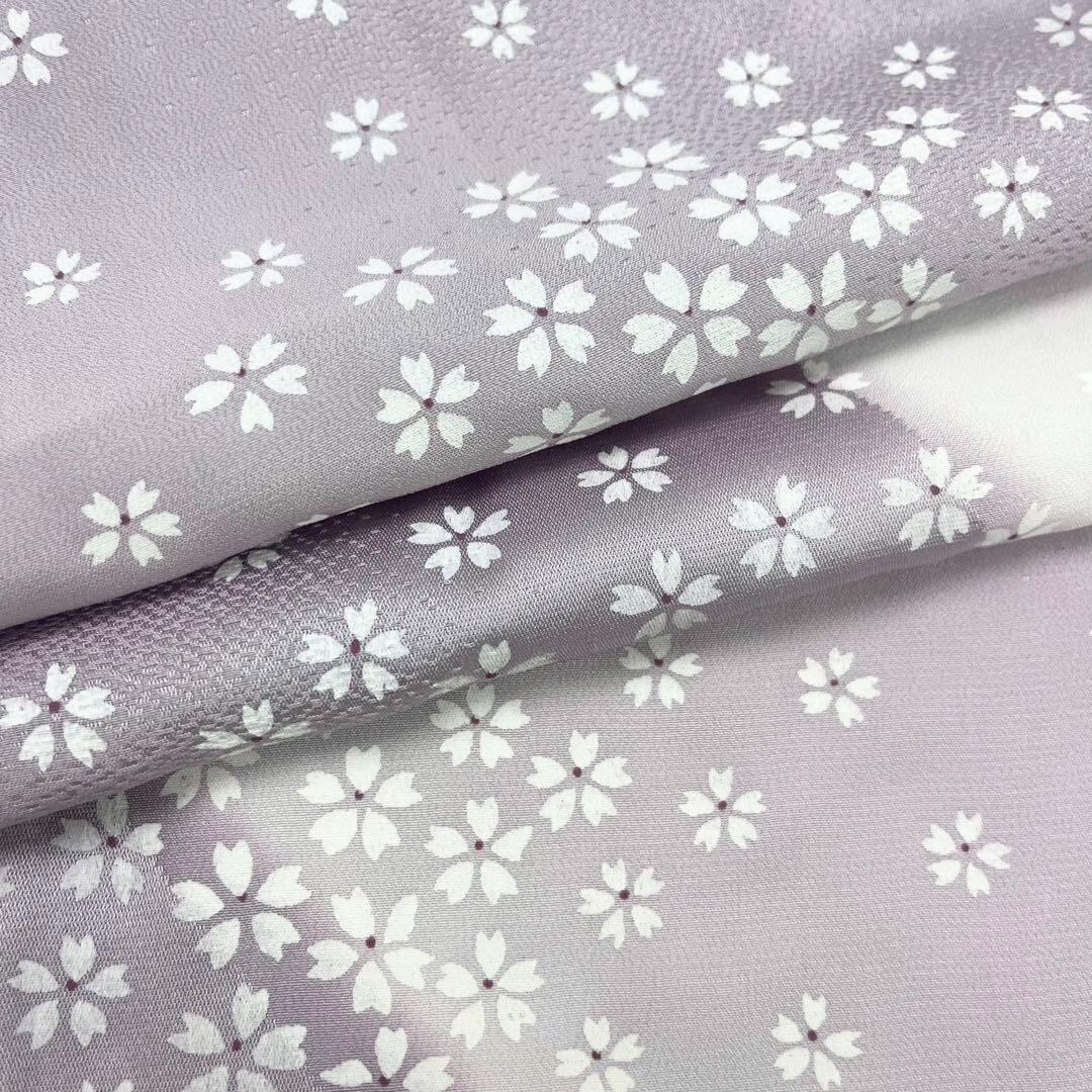 長襦袢 単衣 作家物 はなかざり 桜の花模様 暈し染 淡紫色 J-221  