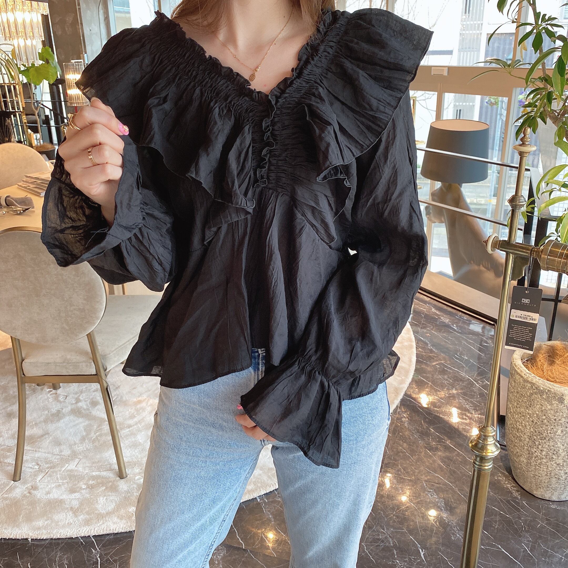 Crinkle blouse /black (3月下旬頃発送予定)