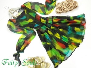 ★送料無料★中国シルク100％★S☆オーロラカラーシルクワンピ(OPN7689)