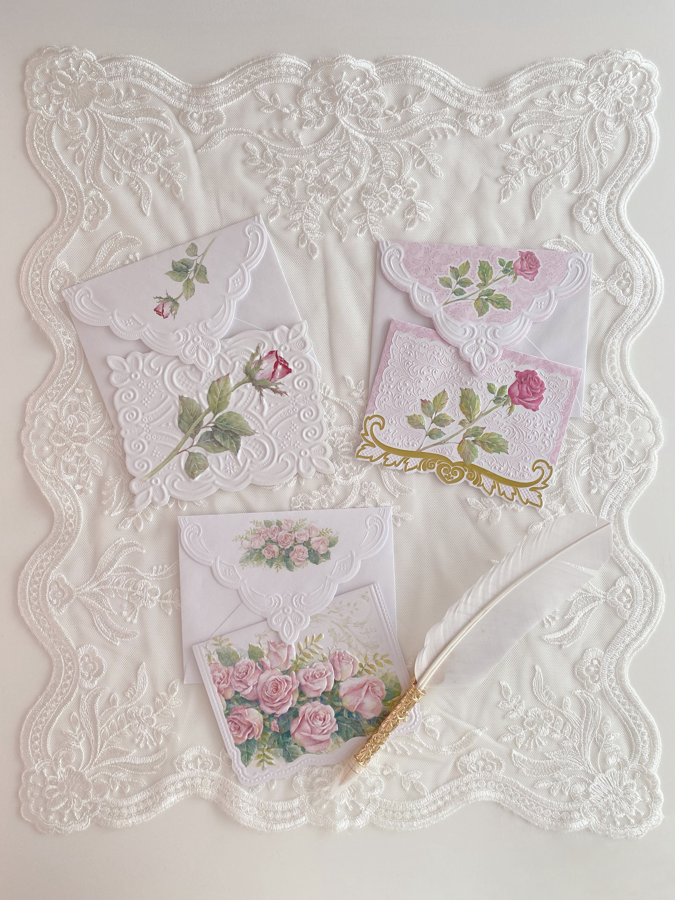 rose greeting card set