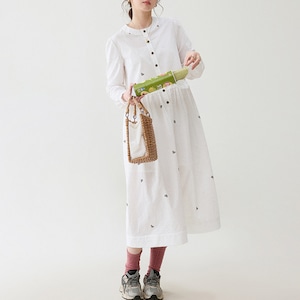 embroidered long sleeve shirt dress