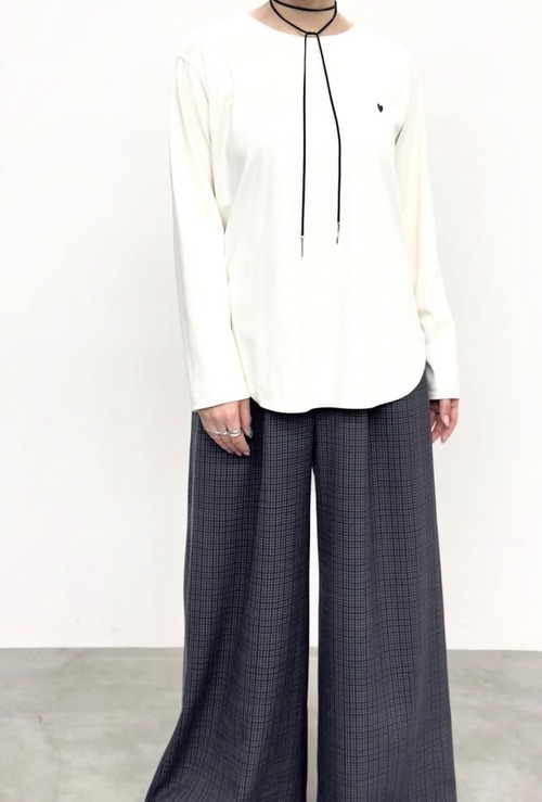【NUS】ハート刺繍　ハイゲージスムースカットソ650-35552