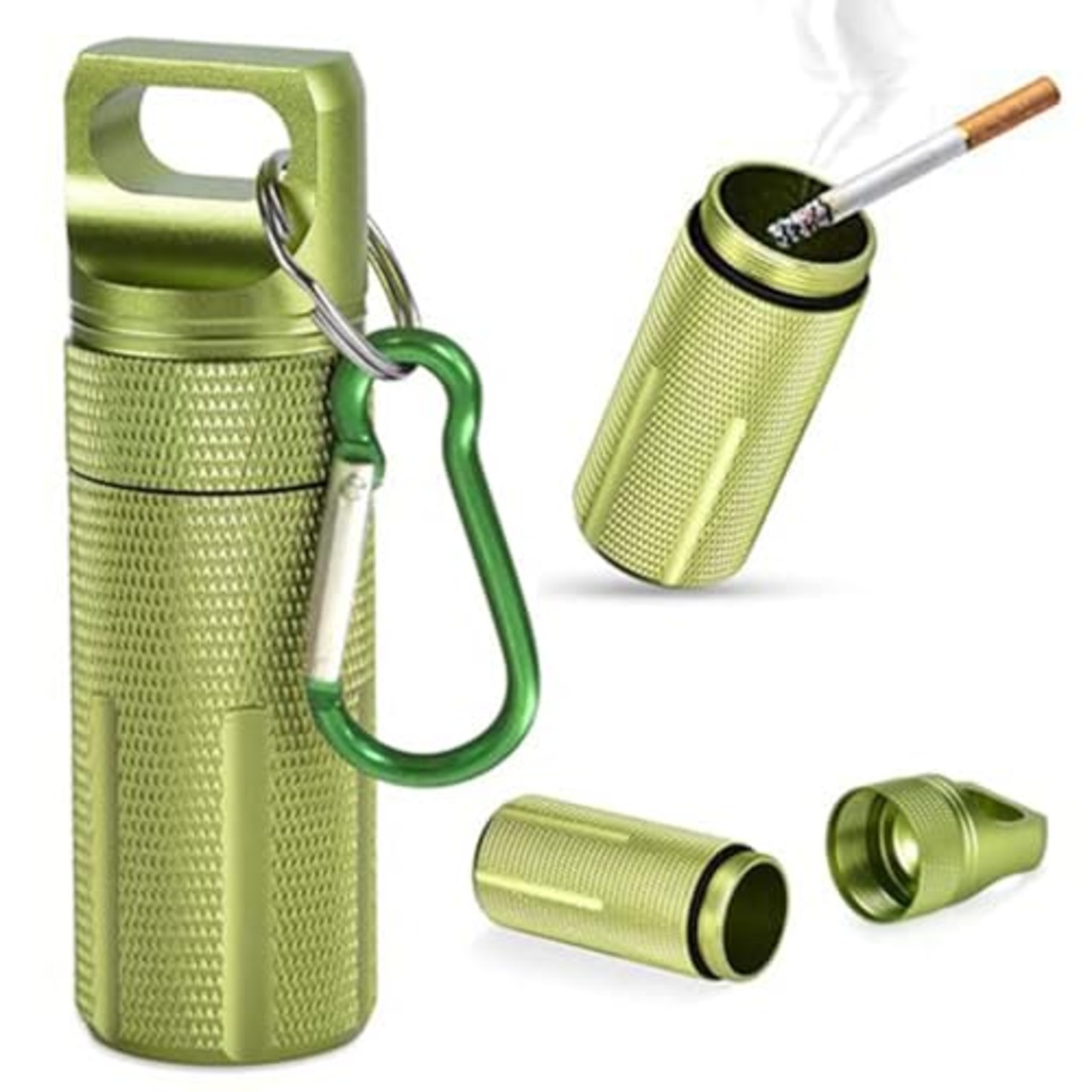 携帯灰皿 Ninonly 車用灰皿 おしゃれ はいざら 完全防水 におわない 密閉 カラビナ付き ふた付き アウトドア アッシュトレイ ポータブル 大容量 携帯用 グリーン