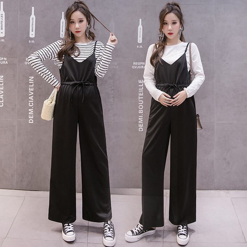 【新作】【送料無料】 マタニティウェア2019秋カジュアル新しいマタニティスーツ、巾着ワイドレッグビブ、ルーズ妊娠ツーピーススーツ-アリババ オータム 秋物 expec231571311927