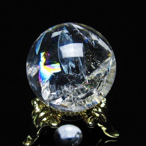 アイリスクォーツ 水晶 丸玉 虹入り 25mm スフィア 置物 水晶玉 一点物 141-7036