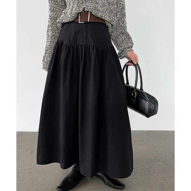 switching gathered long skirt J00024