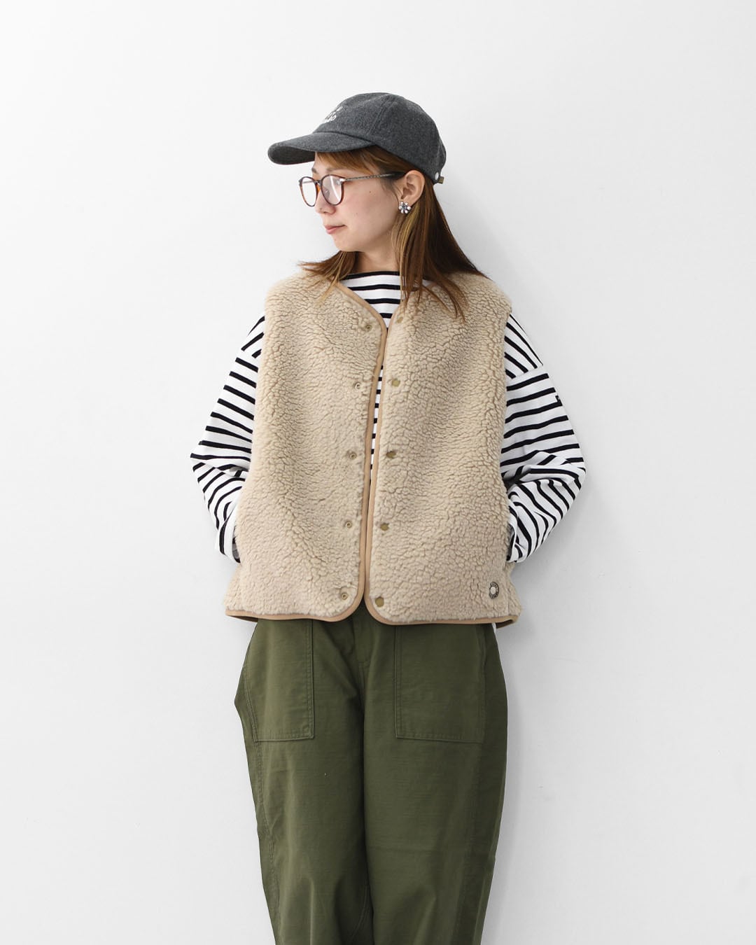 ORCIVAL [オーチバル・オーシバル] Boa Fleece Collarless Vest [OR