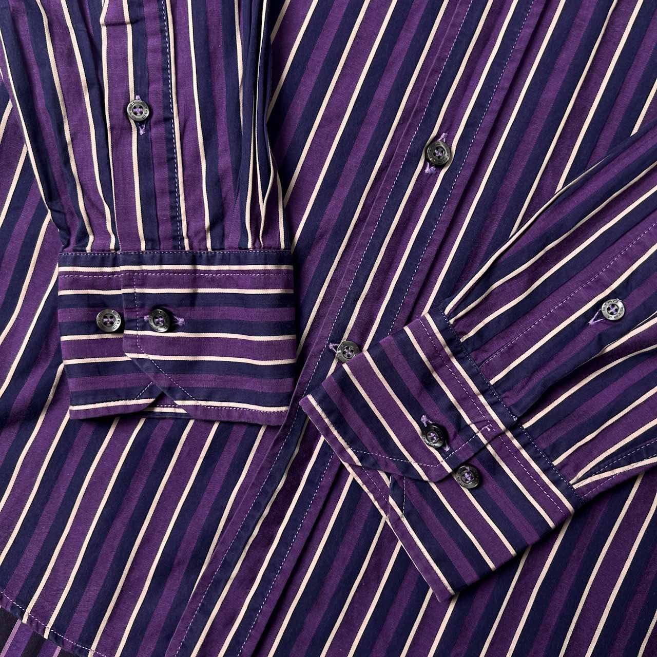 イタリア製 ETRO エトロ ストライプ 長袖シャツ SLIM MEDIUM/パープル