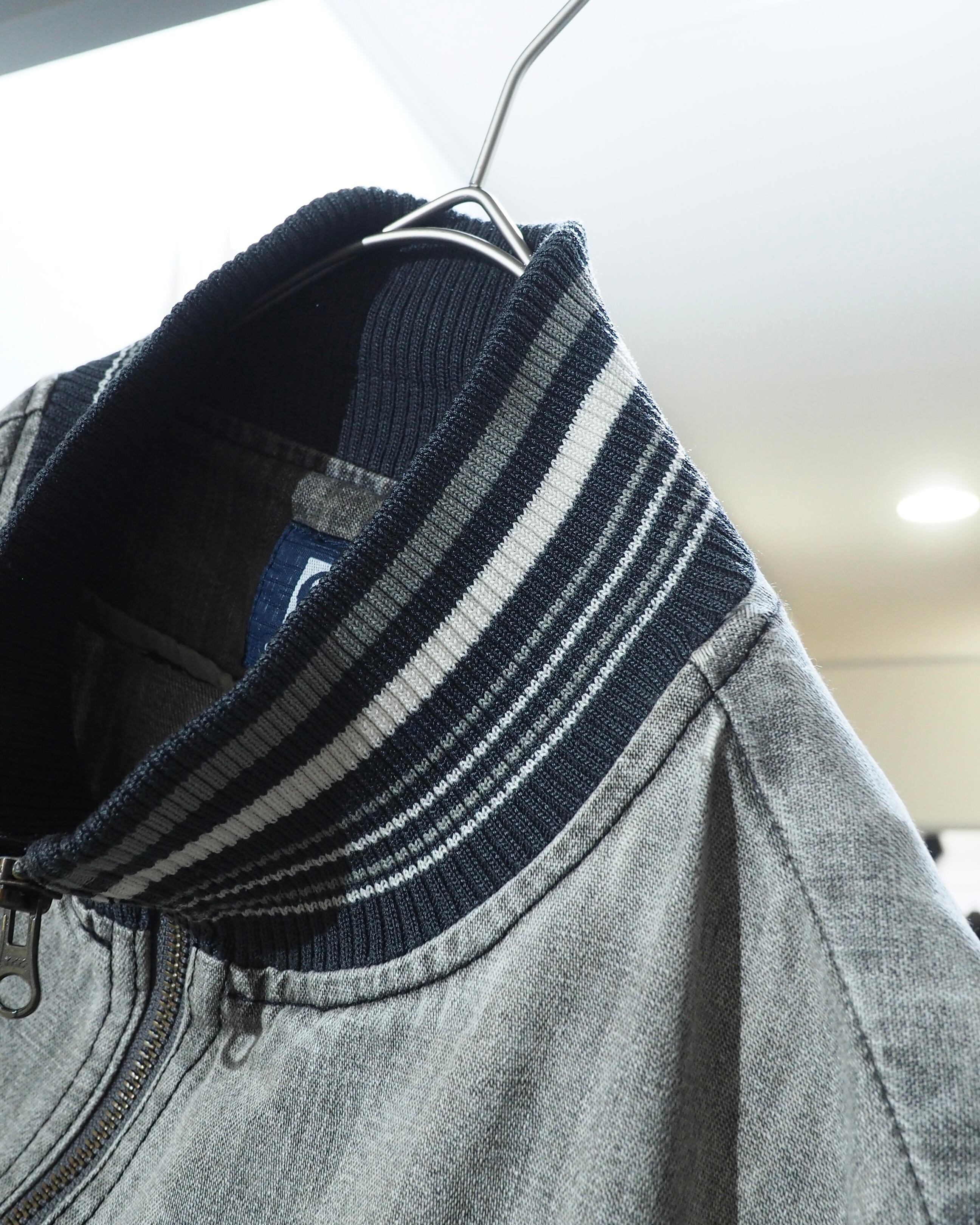 ” 退廃的 ” Good Fade Light ash Grey Color Denim Track jacket