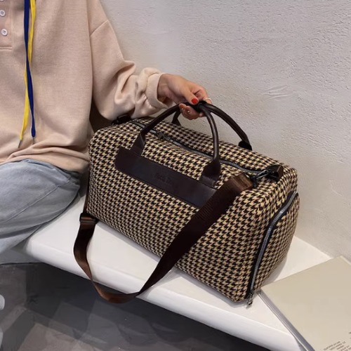 ボストンバッグ レディース バッグ 鞄 かばん 旅行バッグ トラベルバッグ ラゲッジバッグ 千鳥格子柄 ハンドバッグ ショルダーバッグ 肩掛けバッグ 斜め掛けバッグ 出張 ジム フィットネス スポーツ